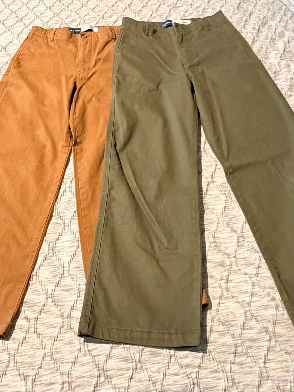 Old Navy Kids Wide-Leg Chino Pants in Olive and Camel